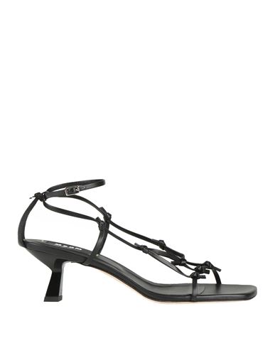 Msgm Woman Sandals Black Size 8 Leather In Black
