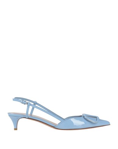 Valentino Garavani Woman Pumps Sky Blue Size 6 Leather In Blue
