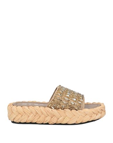 STRATEGIA STRATEGIA WOMAN SANDALS BEIGE SIZE 8 STRING, SYNTHETIC FIBERS 