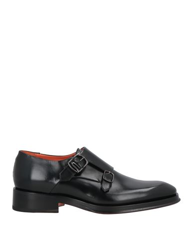 Santoni Man Loafers Black Size 9 Leather