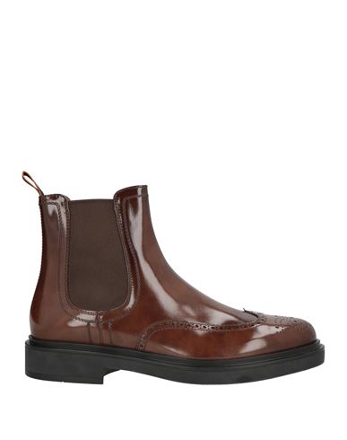Santoni Man Ankle Boots Dark Brown Size 9 Leather In Brown