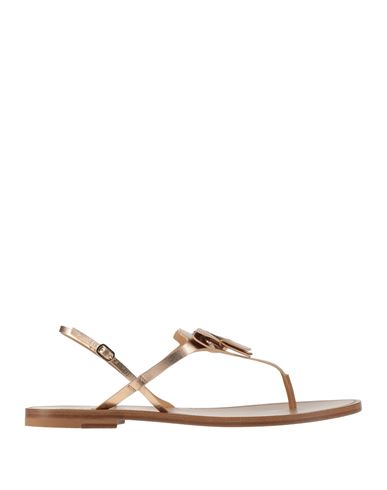 Santoni Woman Thong Sandal Gold Size 8 Leather