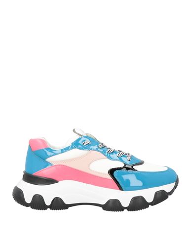 Shop Hogan Woman Sneakers Azure Size 7 Leather, Textile Fibers
