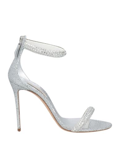 Casadei Woman Sandals Silver Size 8 Textile Fibers In Silver
