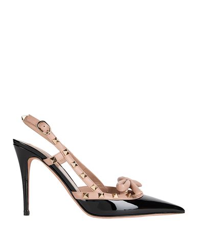 Valentino Rockstud Leather Slingback Pumps In Black