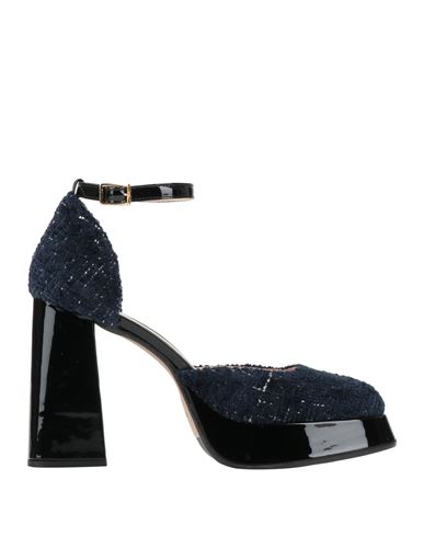 Emporio Di Pitti Woman Pumps Navy Size 8 Leather, Textile Fibers In Navy