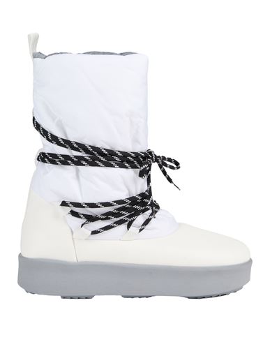 Piumestudio Woman Ankle Boots White Size 11 Leather, Textile Fibers