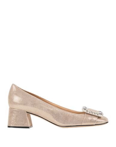 Sergio Rossi Woman Pumps Platinum Size 7 Leather In Grey