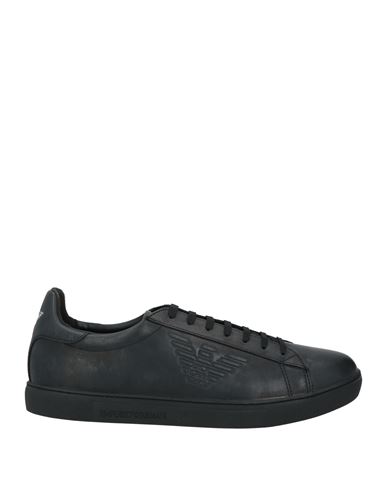 EMPORIO ARMANI EMPORIO ARMANI MAN SNEAKERS BLACK SIZE 6 COW LEATHER 