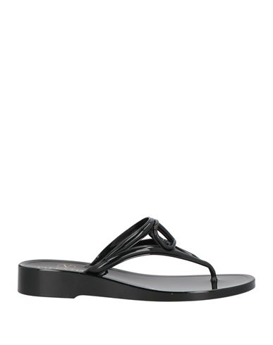 Valentino Garavani Woman Thong Sandal Black Size 8 Synthetic Fibers In Black