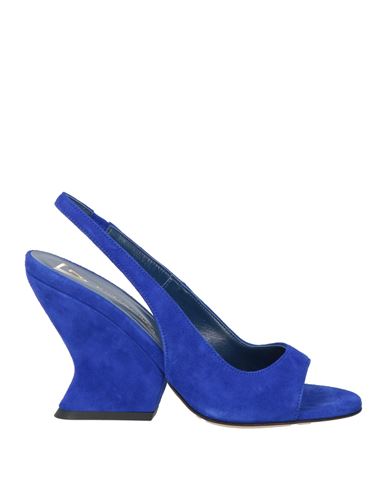 GIAMPAOLO VIOZZI GIAMPAOLO VIOZZI WOMAN SANDALS BRIGHT BLUE SIZE 8 LEATHER 