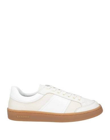 Sandro Man Sneakers Off White Size 9 Leather, Textile Fibers In Off White