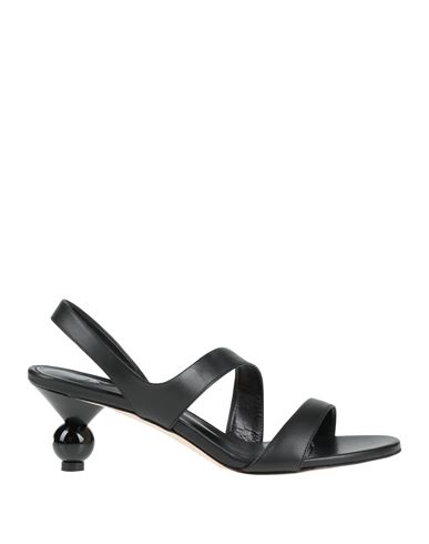 Weekend Max Mara Leather Zigano Heeled Sandals 65 In Black
