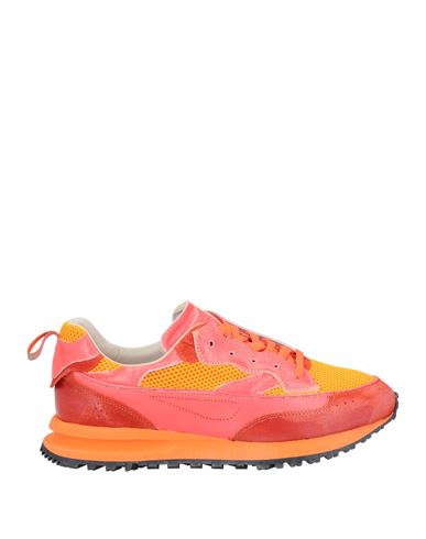 Shop Hidnander Man Sneakers Orange Size 9 Leather, Textile Fibers