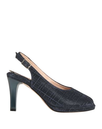 Cft Venice Woman Sandals Navy Size 8 Leather, Textile Fibers In Navy