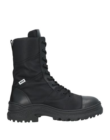 Msgm Woman Ankle Boots Black Size 6 Leather, Textile Fibers In Black