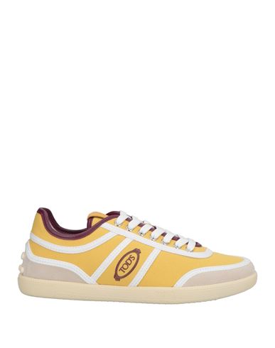 TOD'S TOD'S WOMAN SNEAKERS MARIGOLD SIZE 8 LEATHER, TEXTILE FIBERS 