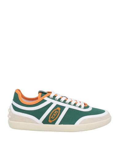 TOD'S TOD'S WOMAN SNEAKERS GREEN SIZE 8 LEATHER, TEXTILE FIBERS 