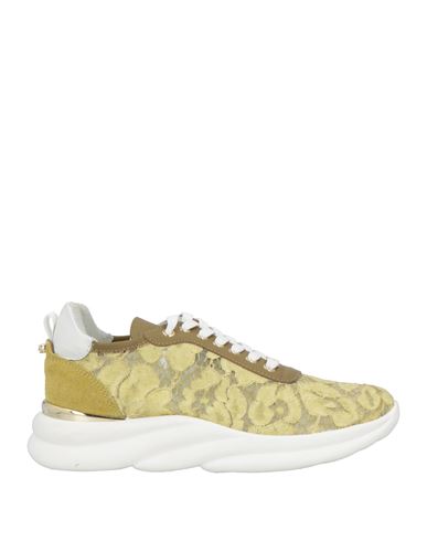 BALDININI BALDININI WOMAN SNEAKERS LIME GREEN SIZE 6 CALFSKIN, TEXTILE FIBERS 