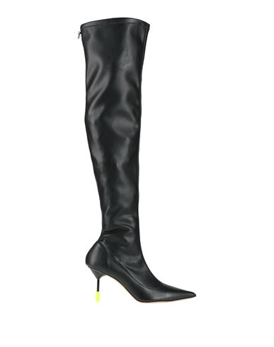 Msgm Woman Boot Black Size 7 Leather In Black
