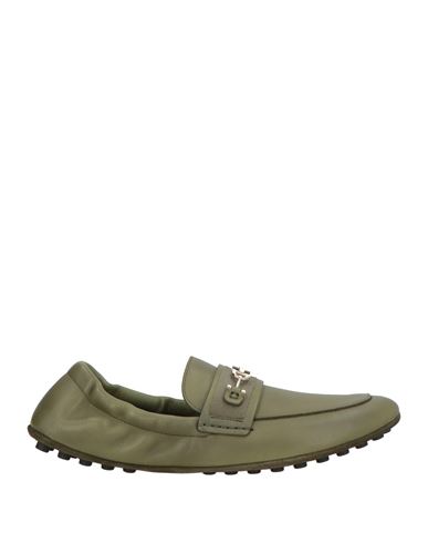 Ferragamo Man Loafers Military Green Size 7.5 Calfskin In Green