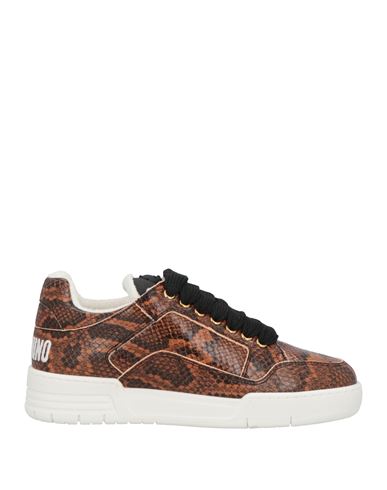 Moschino Couture Woman Sneakers Brown Size 8 Leather In Brown
