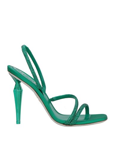 René Caovilla Rene' Caovilla Woman Sandals Emerald Green Size 7 Textile Fibers In Green