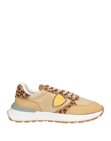 Philippe Model Woman Sneakers Beige Size 8 Leather, Textile Fibers In Nude