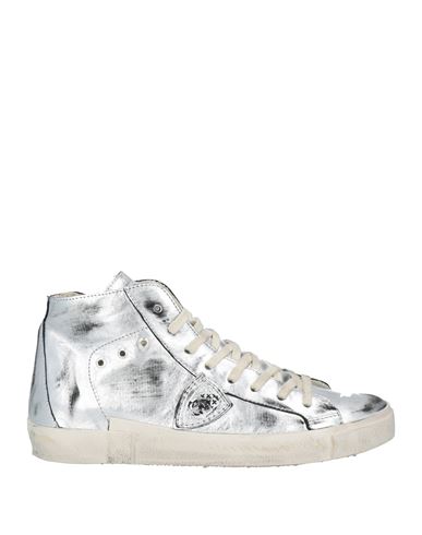 Philippe Model Woman Sneakers Silver Size 8 Leather In Silver