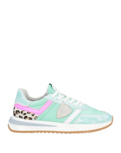 Philippe Model Woman Sneakers Light Green Size 8 Leather, Textile Fibers In Green