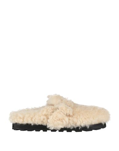 Jil Sander Woman Mules & Clogs Ivory Size 8 Shearling In White