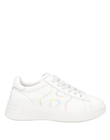 Hogan Rebel Sneakers With Multicolor Stitching In White