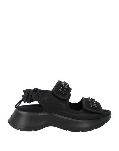 Hogan Woman Sandals Black Size 8 Textile Fibers In Black
