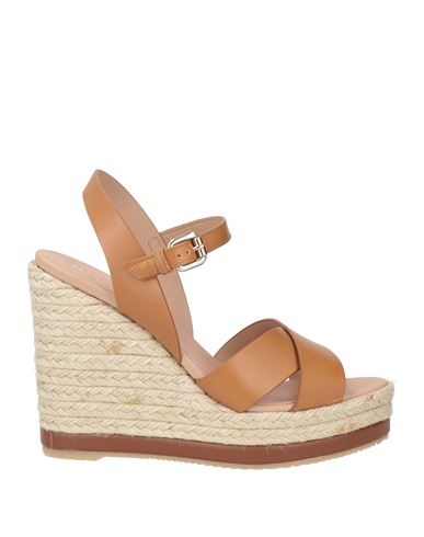 Hogan Woman Espadrilles Tan Size 5.5 Leather In Brown