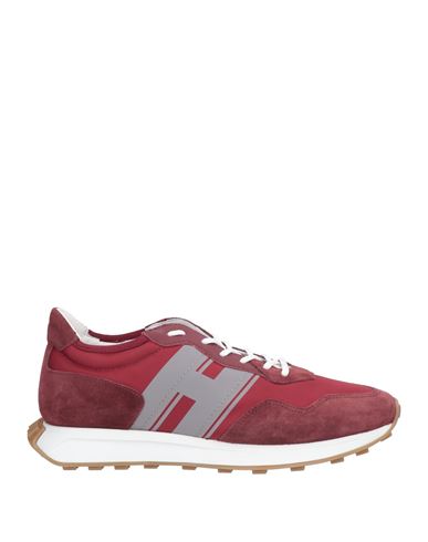 Hogan Man Sneakers Brick Size 9 Leather, Textile Fibers In Red