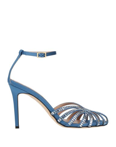 Shop Semicouture Woman Sandals Azure Size 8 Textile Fibers In Blue