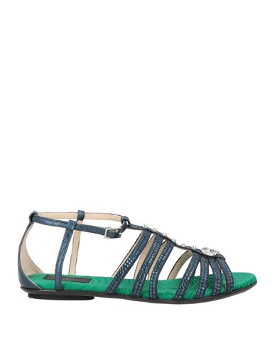 John Richmond Woman Sandals Navy Size 8 Leather In Navy