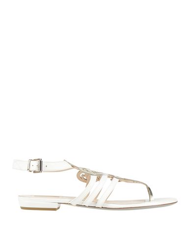 Giorgio Armani Woman Thong Sandal Platinum Size 7 Leather In Grey