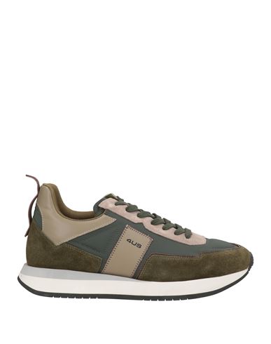 Paciotti 4us Man Sneakers Military Green Size 9 Leather, Textile Fibers In Green