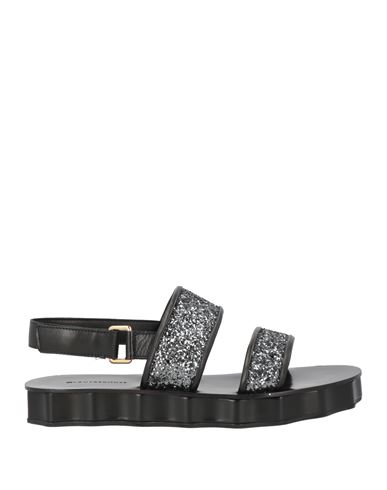 L'autre Chose L' Autre Chose Woman Sandals Charcoal Size 8 Leather, Textile Fibers