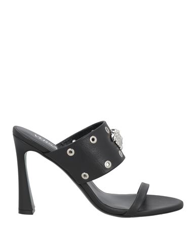 Versace Woman Sandals Black Size 8 Leather In Black