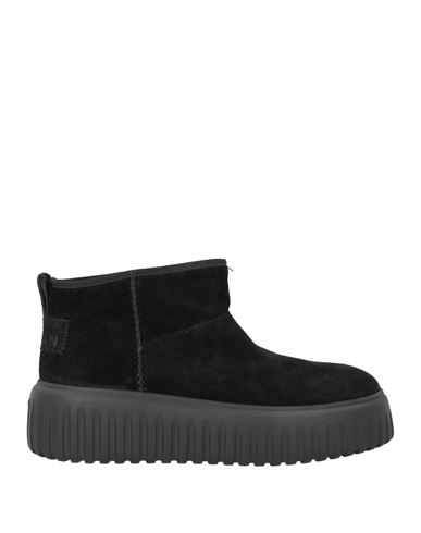 Hogan Ankle-high Minimalist Suede Shoes In Black