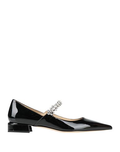 Jimmy Choo Women Black Ballet Flats With Crystals On Strap In Patent Leather Woman In Black