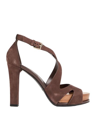 Tod's Woman Sandals Chocolate Brown Size 6 Leather In Brown