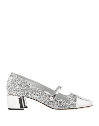 Jimmy Choo Glitter Mary Jane Pumps With Metallic Accents In Silver