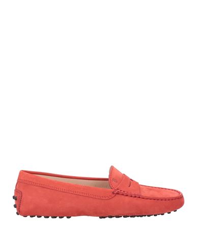 TOD'S TOD'S WOMAN LOAFERS RED SIZE 8 LEATHER 