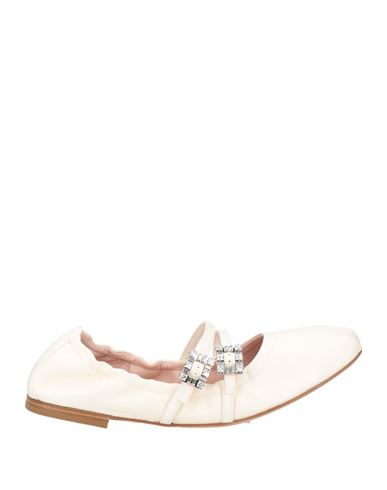 Roger Vivier Woman Ballet Flats Cream Size 7.5 Leather In White