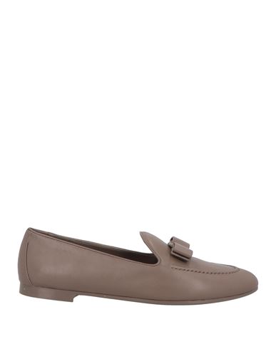 Ferragamo Woman Loafers Taupe Size 7.5 Lambskin In Grey