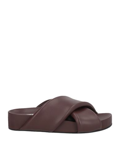 Jil Sander Criss Cross Designed Leather Sandals In Brown