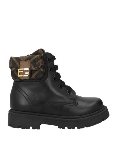 Fendi Toddler Girl Ankle Boots Black Size 9.5c Leather, Textile Fibers In Black